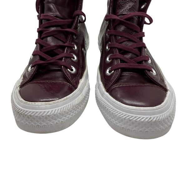 Converse Crinkled Leather High Top Sneakers Chuck Taylor Dark Sangria - Picture 5 of 9